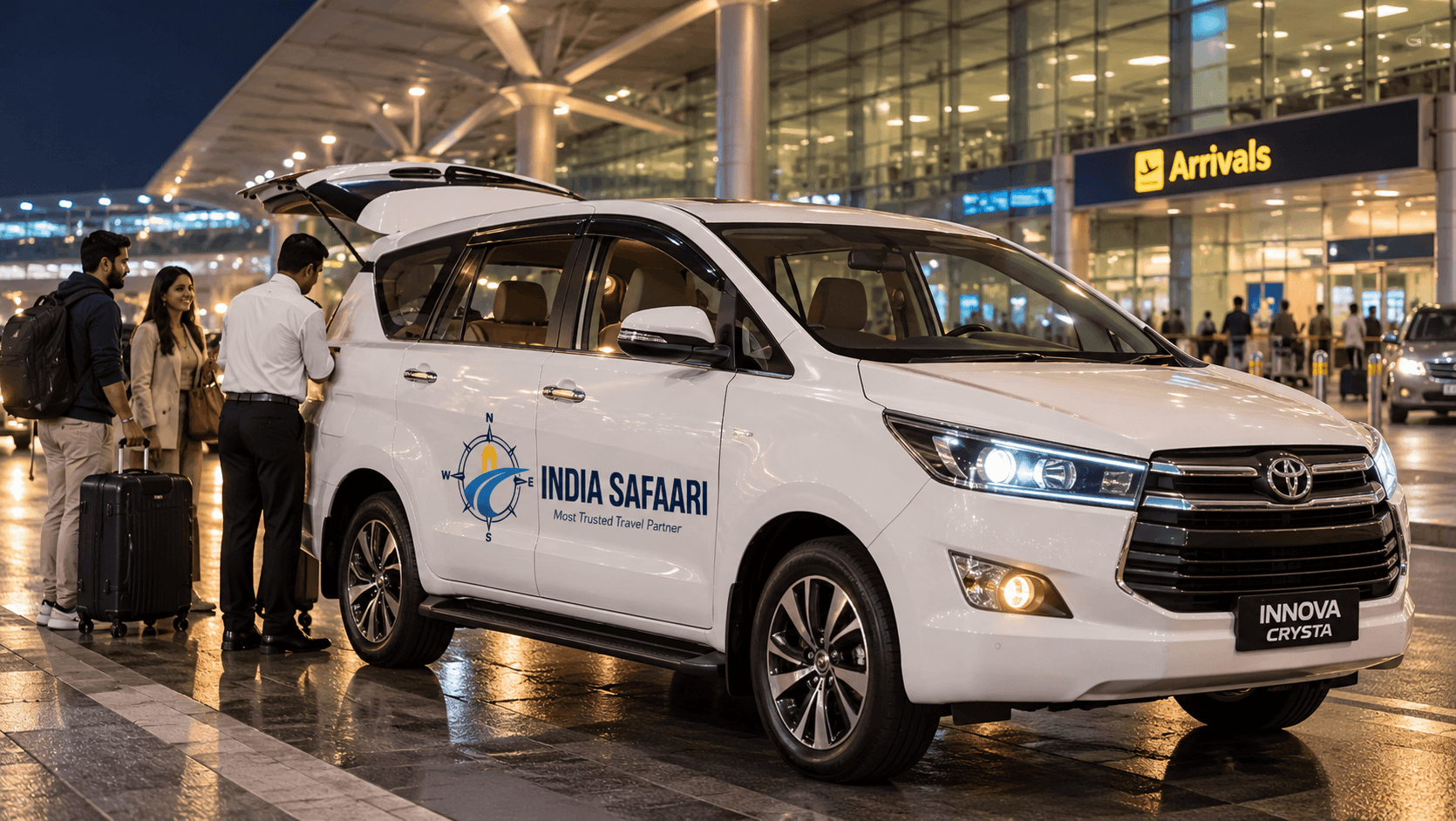 India Safaari airport taxi waiting at arrivals terminal